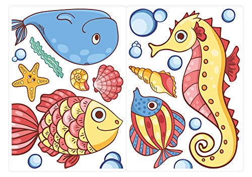 Dekodino® Sticker de fenêtre pour chambre d'enfant Motif hippocampe poisson Cover