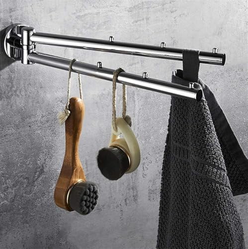 Porte-serviette pivotant en métal chromé brillant pour salle de bain moderne