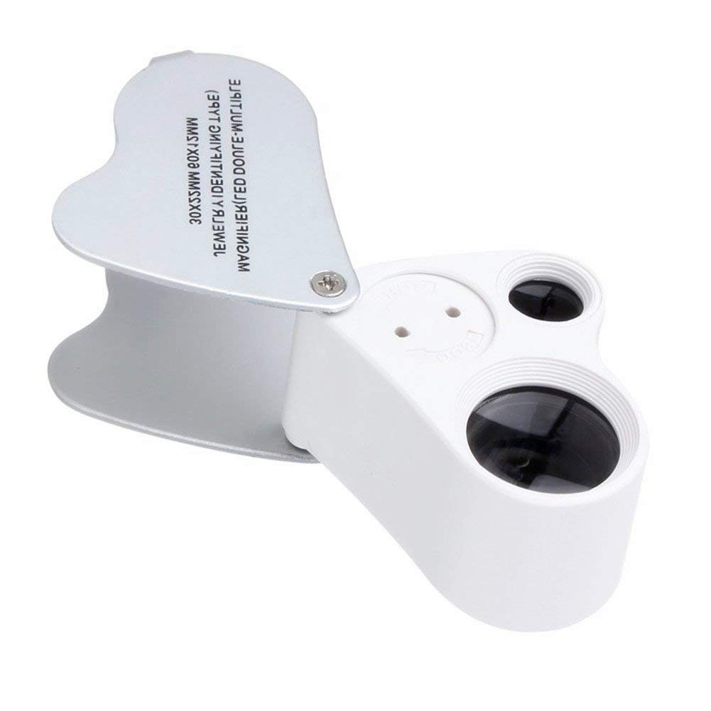 Lupa HD 30 Veces; 60 Veces; Lupa de joyero Lupa de joyería con iluminación LED Lupa Mini Lupa portátil de Mano Adecuada para Lectura, Joyas, Sellos Vision
