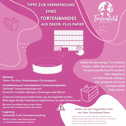 Tortenband Traktor essbar - 4 Stück á 24cm x 5cm passend für Torten bis 30 cm zum mitessen - kreative Dekoration für Torten