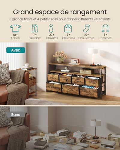 Commode industrielle 7 tiroirs LED & USB SONGMICS