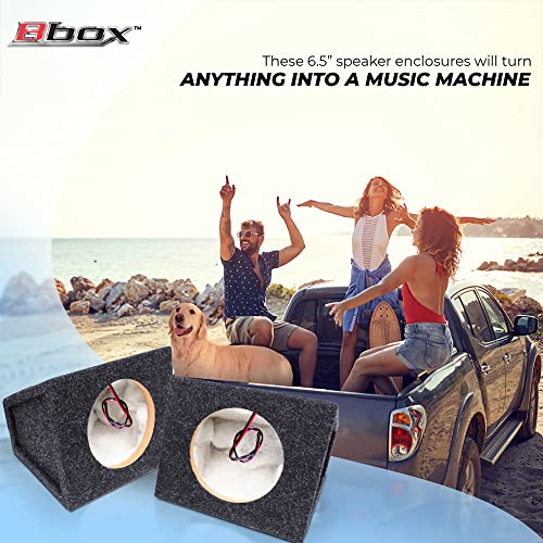 Atrend Bbox Pro Audio Tuned 6.5\" Speaker Enclosures-Premium Speakers to Enhance Sound and Bass - Nickel Finish Speaker Terminals for Car or Truck - 18 Gauge Audio Cables-Speaker Set of 2 (Charcoal)