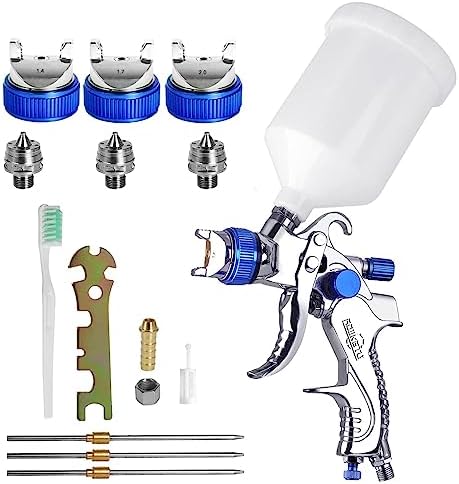 Paint Sprayer HVLP Spray Gun Set,Automotive Paint Gun with 3 Nozzles 1.4/1.7/2.0mm 600cc Cup Paint Spray Gun,Air Paint Sprayer Gun for Car Primer,Furniture Surface Spraying,Wall Painting
