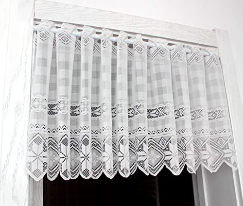 Sfj-Ca Lace Farmhouse Window Valance White Sheer Kitchen Curtain 18 Inches Macrame Window Treatment Panel For Living Room Cafe Bedroom… #TOP5