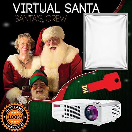 Virtual Santa Video Projector Bundle Includes 3000 Lumen Projector with Projection Screen