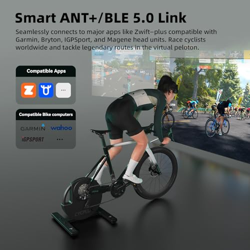 CYCPLUS R200 Smart Indoor Bike Trainer, 2200W Brushless Motor, 19% Gradient Simulator, Virtual Shifting, Uphill/Downhill Simulation, Super Silence for Realistic Indoor Cycling(Cassette Not Included)