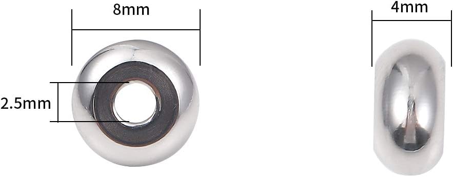 Stainless Steel Spacer Beads 8x4mm Rondelle Loose Charm Caps Beads for DIY Jewelry Making 50pcs with 2.5mm Hole - Image 2