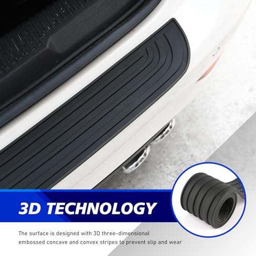 Image of Car Rear Bumper Protector, 35inch x3.15inch Rear Bumper Protector, Car Rear Bumper Edge Guards, Trunk Anti-Collision Sticker, Rubber Anti-Scratch Automotive Exterior Accessories (Black)