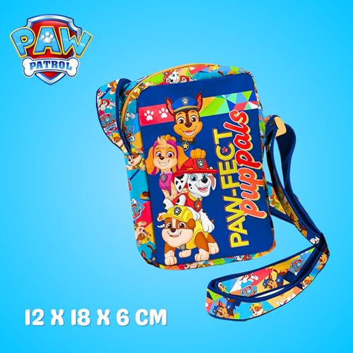 PAW PATROL Kindertasche, Umhängetasche mit Chase Skye Marshall und Rubble Design, Verstellbare Handtasche, Geschenk für Jungen und Mädchen
