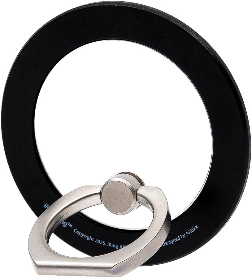 iRing Magnetic Phone Grip Ring Holder for MagSafe, Kickstand Grip for MagSafe, Wireless Charging Compatible with iPhone 17 16 15 14 13 12, Mag Safe Accessories_Smoky Black