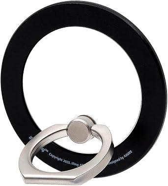 iRing Magnetic Phone Grip Ring Holder for MagSafe, Kickstand Grip for MagSafe, Wireless Charging Compatible with iPhone 17 16 15 14 13 12, Mag Safe Accessories_Smoky Black