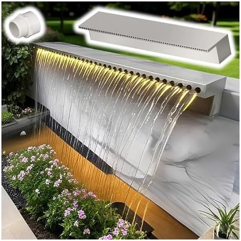 Heavy-Duty Stainless Steel Water Curtain Spillway Fountain for Gardens, Hotels & Rockeries - Includes Pipe Connector Kits for Easy Installation