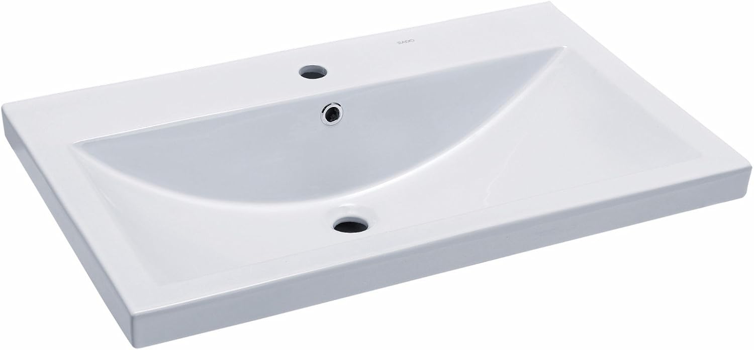 EAGO BH001 Ceramic 32"x19" Rectangular Drop In Sink, White