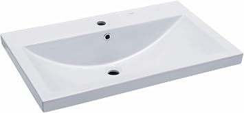 BH001 Ceramic 32"x19" Rectangular Drop In Sink, White
