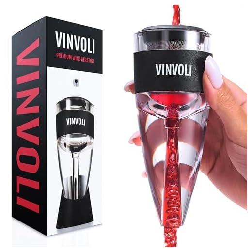 VINVOLI Wine Aerator - New 2023 Luxury Red Wine Aerator Decanter with Unique Three-Stage Aeration, Pourer, Wine Sediment Filter, No-Drip Stand - Quality and Convenience for Wine Lovers and Sommeliers