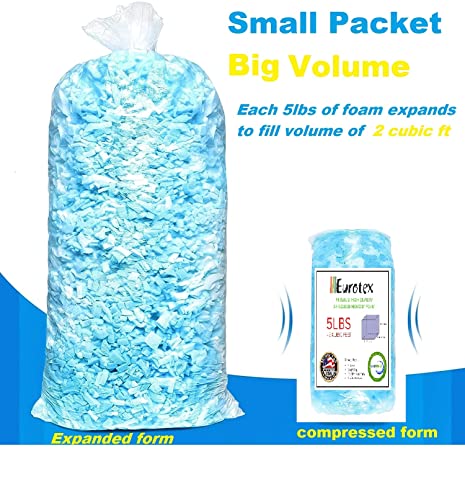 EUROTEX Bean Bag Filler w/Shredded Memory Foam Filling - Pillow Stuffing Material for Couch Pillows, Cushions, Bean Bag Refill Filling, & More Poly Fil/Polyfill Stuffing Needs (10 Pounds) - Thumbnail 3