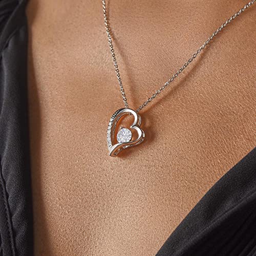 BYLITZ Geschenk für Tochter Herz Halskette Geschenke für Frauen Tochter Mädchen Kette mit personalisierter Karte und Geschenk- Box zum Geburtstag Hochzeit Weihnachten (Herz - 925S Silber)