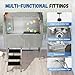 Albott 50 in Professional Dog Washing Station - 304 Stainless Steel Pet Bathtub with Stairs Features Adjustable 3-Speed Showerhead, Removable Grates, Easy to Clean, L-Size (Left)