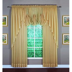 Todays curtain emelia original voile swagger pair 63 gold 90 w x 63 l  urban country home decor