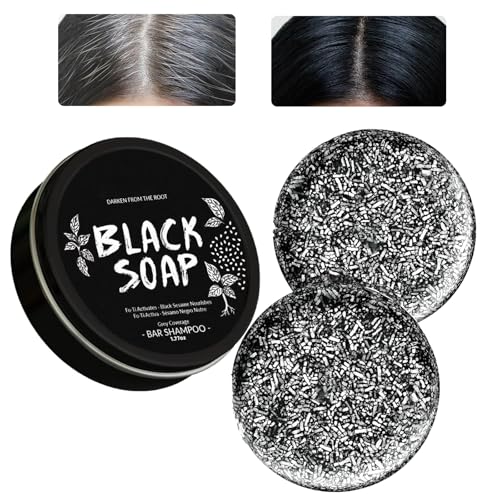MoraZoge 2 Pcs Gray Hair Reverse Bar Soap,Natural Gray Coverage for All Hair Types,Natural Black Soap for Hair & Beard Darkening,Black Hair Soap for Deep Clean,Moisturizing & Scalp Care