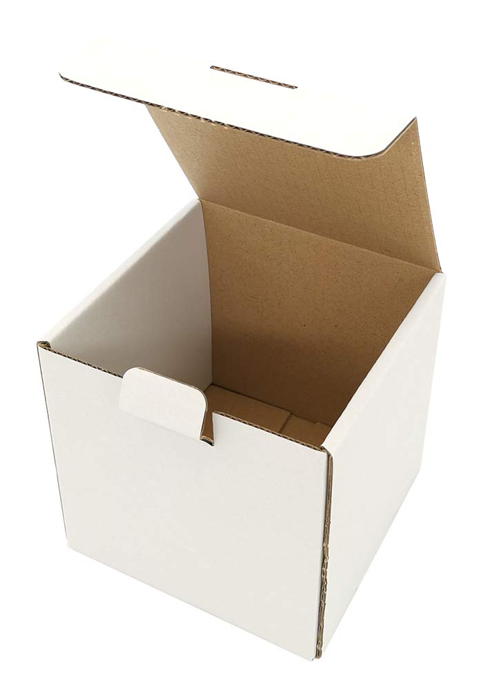 ROTCH 4x4x4'' Shipping Box, 50 Pack, Small Sturdy Corrugated Cardboard Mailer, White
