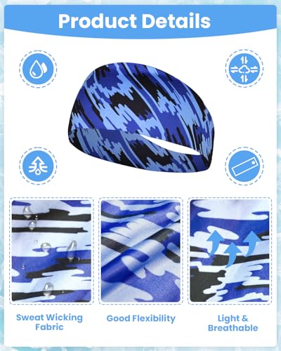 8 Pcs Sports Headbands for Boys,Breathable Kids Sweatbands with Non Slip Elastic,Comfortable Sports Kids Headbands for Baseball Soccer Basketball3