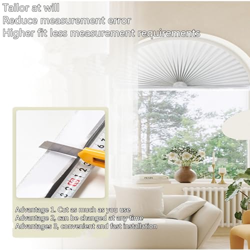 Garayma Arch Window Pleated Blinds Half Circle Window Shades Cordless Non-Woven Self Adhesive Shades Half Moon Round Window Cover Easy to Cut & Install CM not inch by Garayma - Used condition - Image 7