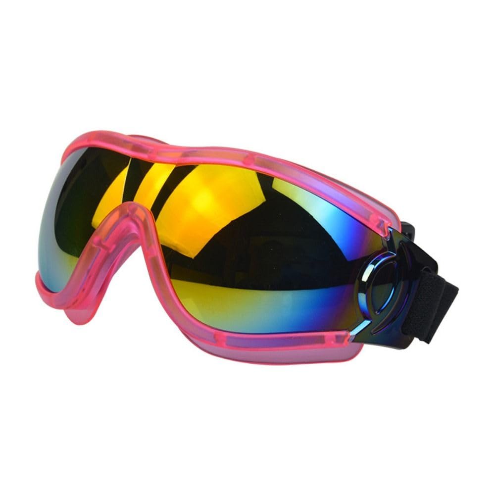Windproof and UV Resistant Pet Dog Glasses, Adjustable Strap Dog Eye Wear Protection for Snow Beach Motorcycle(Pink&Red)