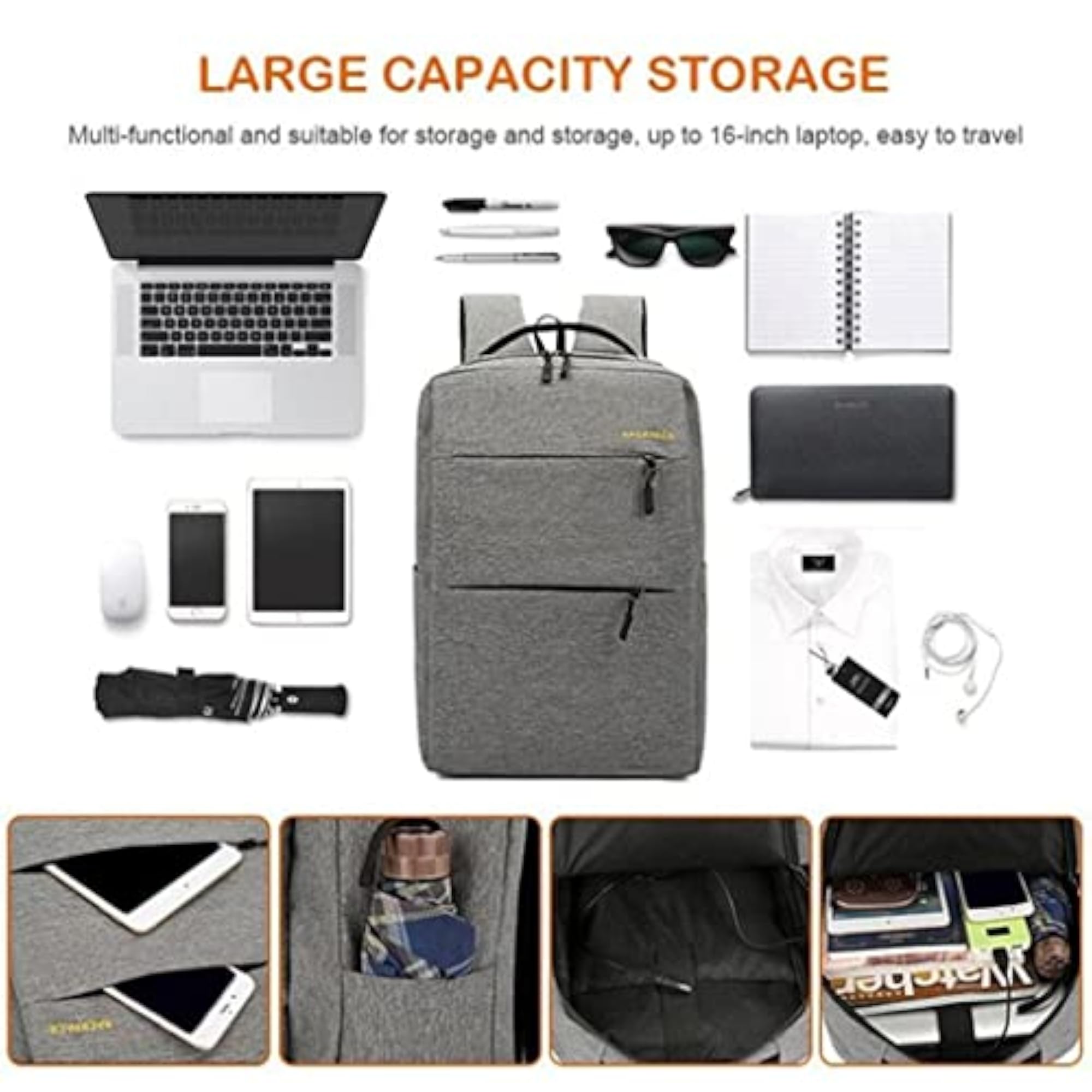 Men's Large Capacity Business Backpack with USB Port