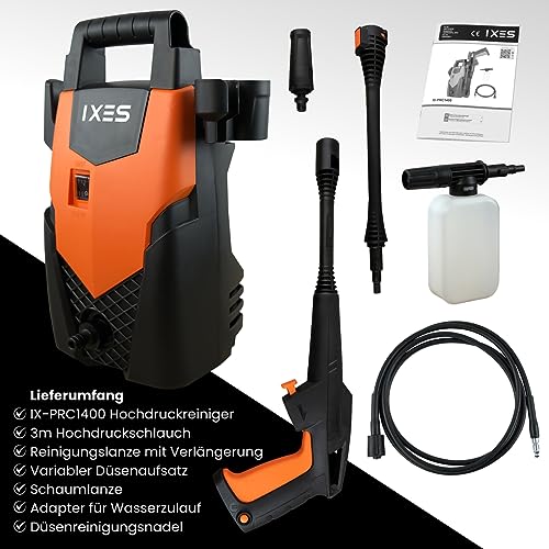 IXES Hochdruckreiniger IX-PRC1400 inkl. Zubehör | max. 110 bar Druck | 1400W Leistung | 408 L/h |...