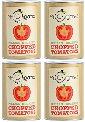 Mr Organic Lot de 4 boîtes à tomates hachées 400 g