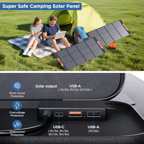 Image of ZOUPW 320W (2x160W) N-Type 16BB Portable Solar Panel,25% High Efficiency Foldable Solar Charger for Jackery 1000 V2 /Anker Solix /Ecoflow /Bluetti,IP67 Waterproof for RV Camping Emergency Power Supply