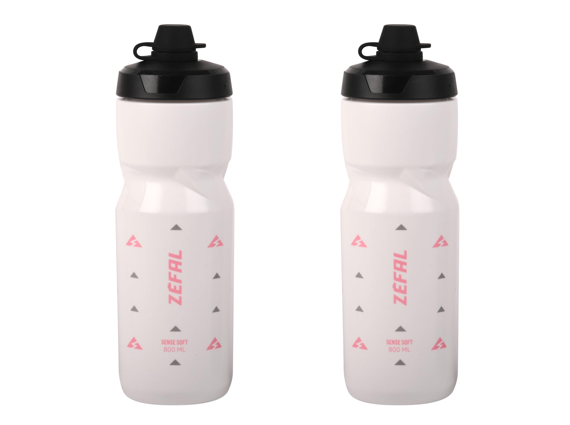 Zefal Bundle Pack - Sense Soft 80 No-Mud Water Bottle, 800ml, White, x2 Bottles