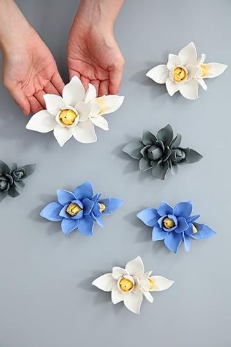 Miniatura 2 de AMERRY Decoración de flores de cerámica para pared, arte de pared 3D artificial, arte de pared 3D hecho a mano, escultura colgante, decoración de