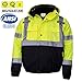 New York Hi-Viz Workwear WJ9012-M Men's ANSI Class 3 High Visibility Bomber Safety Jacket, Waterproof (Medium, Lime)