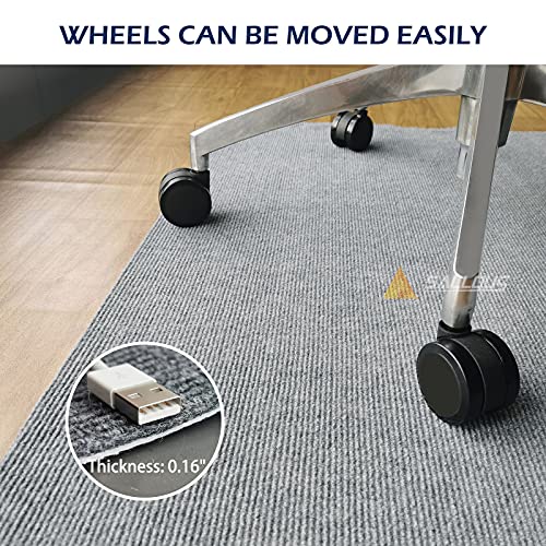 SALLOUS Chair Mat for Hard Floors, 1/6" Thick 55" x 35" Rectangular Protector Chair Mats for Hardwood Floors, Multi-Purpose Low Pile Desk Rug for Home Office, Rolled Packaging (Light Gray)
