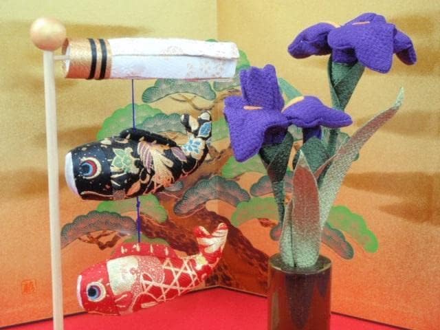 値下！即納♪◆新品！巾50cm 卓上極兜飾り 本格五月人形 ちりめん 龍虎堂製◆ 巾50cm 卓上極兜飾り 本格五月人形 ちりめん鯉のぼり 京都龍虎堂製
