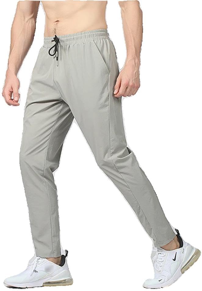 Xingfenly Gym Fitness Trousers Men' Pants Tight Jogging Running Breathable Quick-Drying Ice Silk Sports Wind Casual