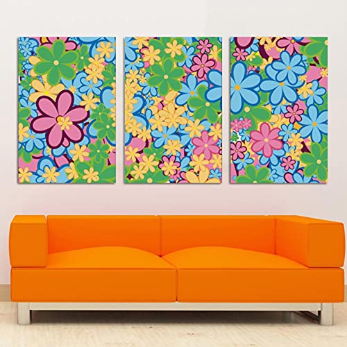 Tableau triptyque fleur de printemps déco salon moderne - 4