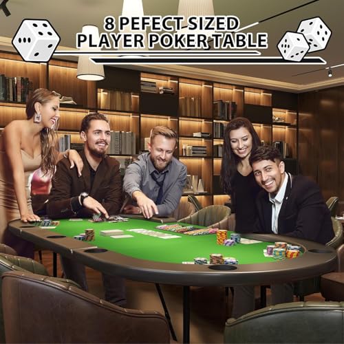 IDEALHOUSE Oval Gaming Table for 10 Players with 9 Cup Holders – Casino-Style Blackjack and Poker Table Featuring Water-Resistant Padded Rail, Green by IDEALHOUSE - Image 8