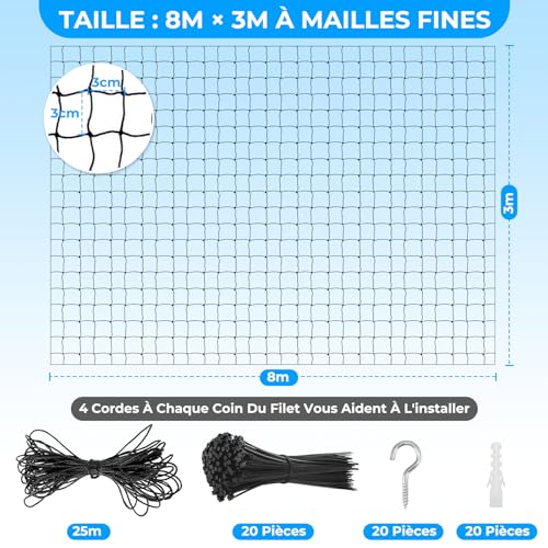 Filet de balcon protection sans perçage pour chat 8x3m fenêtres - 3