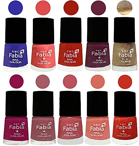 Image of ALL IN ONE (PACK OF 10), Long Lasting Glossy Nail Polish, 6 ml Each, All Vibrant Colours,01792