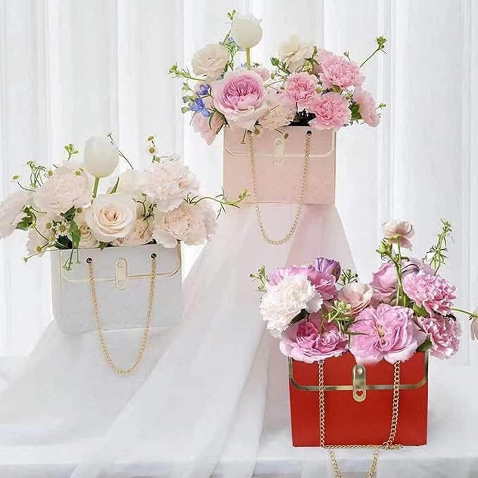 Miniatura 3 de Wazoci 12 bolsas de flores de papel para ramos, cajas de flores para arreglos, bolsas de regalo de flores de papel con asas, suministros de