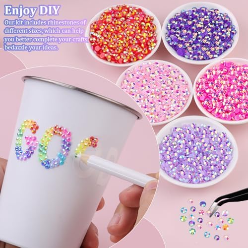 34000Pcs Resin Rhinestones with Tweezers for Crafting, Mixed-Color 3mm Bedazzling Crystal with 1Pcs 10ml B7000 Jewelry Glue for DIY Crafts Clothing Tumblers Shoes Fabric Nail Art - 2