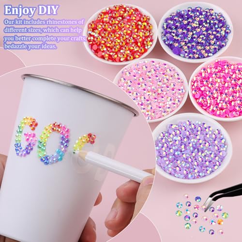 34000Pcs Resin Rhinestones with Tweezers for Bedazzling, Multicolor 3mm Crystal with 3Pcs 10ml B7000 Jewelry Glue for Bedazzled Nail Art Crafting Makeup - Thumbnail 4