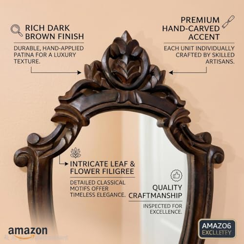 Image of Maharani Mirror Frame for Living Room Bedroon Bathroom (Maharani Mirror Frame) & Jharokha Style Mirror Frame (Size18x12inch).
