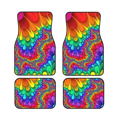 Tapis de sol voiture tie dye arc-en-ciel pour un habitacle de SUV coloré