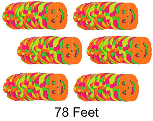 Midnight Glo Halloween Decoration 78Ft Neon Pumpkin Garland Wall Hanging Decorations For Halloween Blacklight Reactive Uv Glow Party (6 Pack) #TOP3