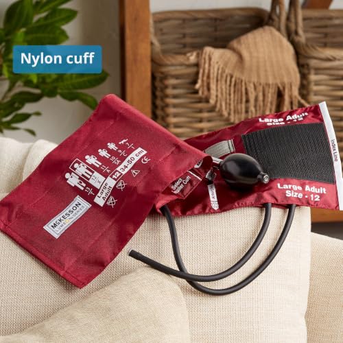 Image of McKesson LUMEON Replacement Blood Pressure Cuff with Bulb and Valve, 15 ct | Nylon Cuff, 2-Tube Bladder, Burgundy, Adult Large, Gauge Not Included