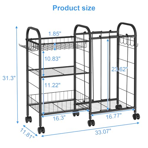 NEYCIL Sports Equipment Storage Rack,Rolling Garage Ball Organizer with 6 Wheels, Detachable Baskets,Hooks and Elastic Straps for Sports Gear and Toy Storage,Indoor Outdoor Use by NEYCIL - Used condition - Image 6